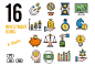 16个金融数据投资分析矢量图标集Investment Icons :  