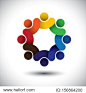 Abstract circle of people icons - diversity in employment concept. This vector graphic also represents concept of employees or workers meeting, workers unity, executive staff union, children & kids