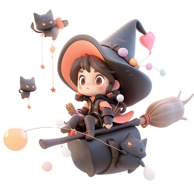 万圣节元素魔法棒魔女卡通3d