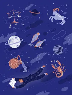 星空星球月亮气球金鱼读书梦幻人物教育插绘画海报PSD设计素材065-淘宝网