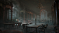 The Library , Maria Yue : My latest lighting and volumetric fog study. Inspired by the art direction of Bloodborne and Dark Souls, as well as the color of pre-raphaelite brotherhood painting. 
Based on Aiko Shinohara's beautiful environment art of  Bodlei