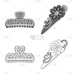 美,时尚,图标,分离着色,可爱的,梳子,图像,收集,设计,装饰