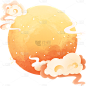 七夕通用圆月祥云场景组合贴纸元素素材