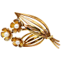 Tiffany & Co. Gold Pearl Flower Pin Brooch For Sale