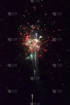 晚上放烟花庆祝。放鞭炮庆祝新年。
