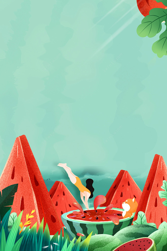 夏季西瓜汁创意背景图背景图_新图网ixi...