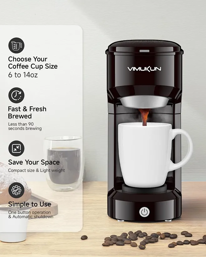 Amazon.com: Vimukun Single Serve Coffee Maker,One Cup Coffee Maker for ...