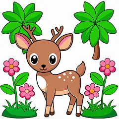 卡通人物梅花鹿娃娃插画元素