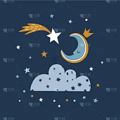 可爱的插图与字母短语。甜蜜的梦想。