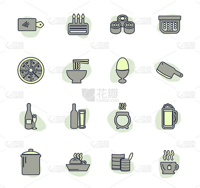 Food and kitchen icons set