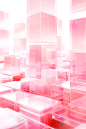 Image of light glass pink abstract with square background, in the style of fluid, glass-like sculptures, over, high contrast, light white and red, lively tableaus, transparency, naturalistic cityscapes, neo-plasticist