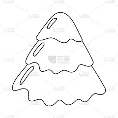 手绘圣诞树。黑色墨水和毛笔素描云杉卡片和包装设计，着色页。简单的黑色符号上的白色背景。矢量图