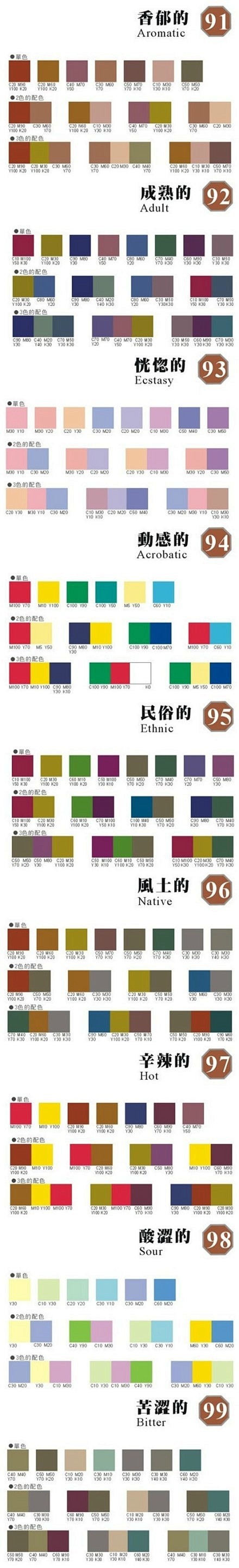 史上最全面的配色表和调色心理学！！！附带...