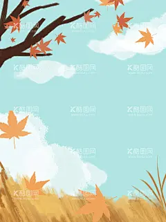 秋天背景  - 源文件下载【酷图网】手绘,户外,运动,旅行,秋天,节日,场景,背景,素材,
