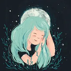 她的插画有独特的肌理与质感，冷色调也可以很温暖