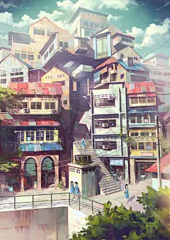 马来西亚插画师 Chong FeiGiap 一组小镇插画