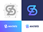 Logo concept for socialz zs service brand advertising socialize media digital symbol mark trustworthy marketing management influencer communication social talk abstract connection interaction letter lettering monogram sz s z