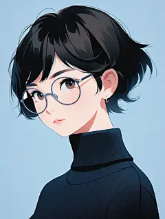 极简美学 | 女生插画头像 | 蓝色系