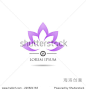 Lotus icon with om symbol for wellness, yoga and spa. 