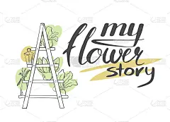 矢量线艺术与强调颜色。以家居花园为主题的文字作文。Logo，背景，喷溅，壁纸，网站。