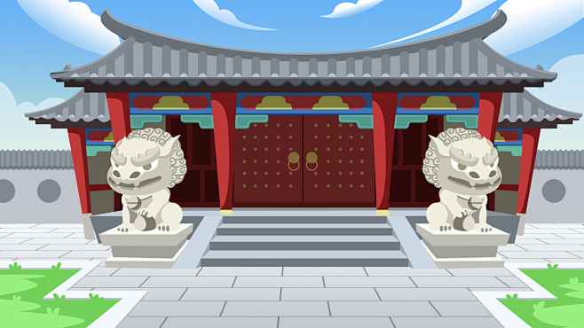 主场景-1大门口的石狮子
