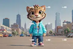 Ai产生的 老虎 自然 路 时尚 乐趣 动物 石头 人行道