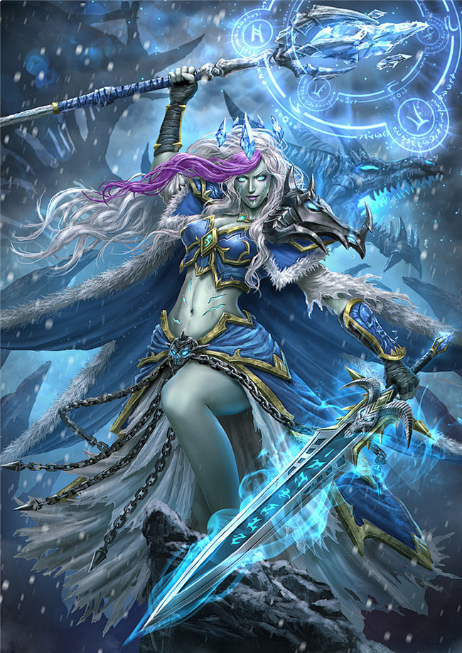 魔兽人物画作赏冰霜女巫吉安娜身形姣好希女王178魔兽世界专区