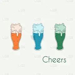 啤酒贺卡。矢量插图。股票向量。靴子。欢呼。