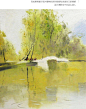 《俏江南》手绘新中式风景油画有框画挂画吴冠中风格玄关客厅餐厅-淘宝网