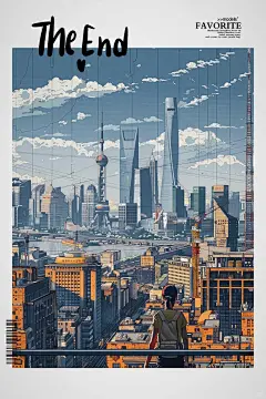 《看向城市的中心》 旅行小卡 上海插画 - 小红书