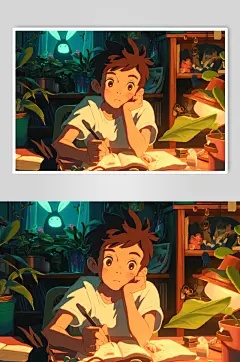 AI数字艺术高考中考学生人物插画-众图网