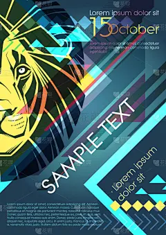 设计模板与狮子和文本的地方。电影节海报