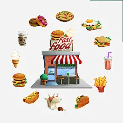 快餐店免抠素材_新图网 https://ixintu.com 热狗 煎蛋 鸡腿
