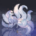 可商用ps素材超话 今天练手画了九尾狐...