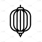 月亮,新年,灯笼,线图标,轮廓,传统,图像,矢量,庆祝
