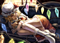 blonde_hair flandre_scarlet hat kamisa red_eyes short_hair socks tail teddy_bear touhou wings wristwear