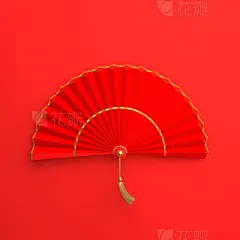 Chinese paper fan on red background. Design creative concept of chinese festival celebration gong xi fa cai.Chinese paper fan on red background. Design creative concept of chinese festival celebration gong xi fa cai. 3D rendering illustration.
