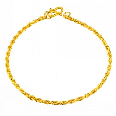 水波纹黄金手链，采用的是缠绕设计，不易变...