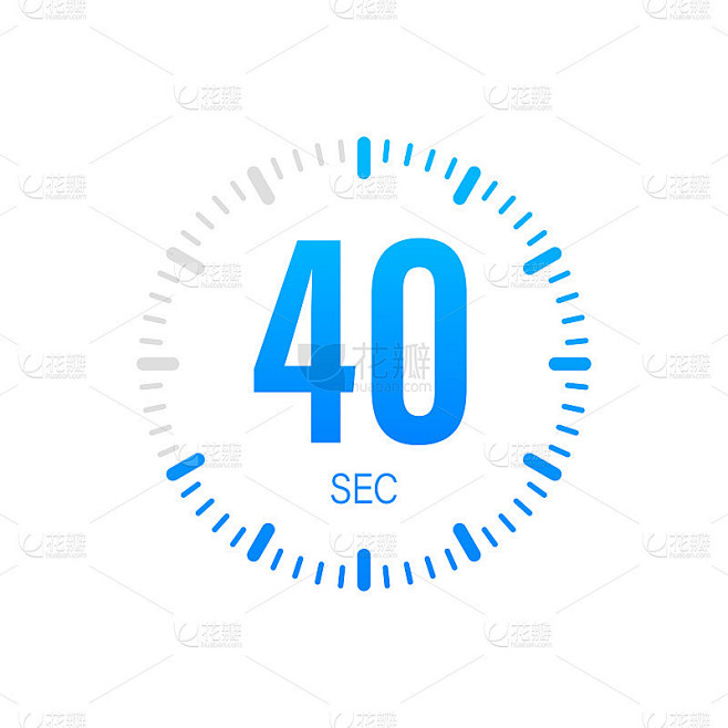 40秒，计时器，秒表矢量图标。秒表图标在平面风格。向量股票插图