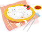 美食创意卡通插画饺子食物彩色特色餐具传统图片