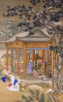 郎世宁等《乾隆雪景行乐图》轴 - 故宫博物院