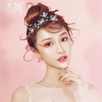 水舞新娘2018新款日韩银色金属花朵发箍...
