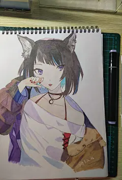 临摹，猫耳朵女孩，这幅画的时候状态不好，所以就这样了......