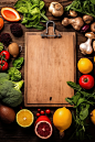 木质菜单夹板蔬菜水果菜单餐饮边框摄影图