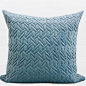 Gentille Home Collection Luxury Sky Blue Braid Textured Quilting Pillow 24"X24"