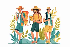 扁平风旅游高清简约插画