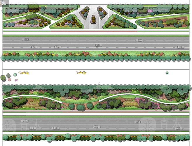 PS14-园林景观道路绿化ps彩平总图街头绿地彩色总平面图psd分层素-淘宝网