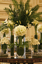Elegant and simple white and green amaryllis, calla lilies, anthurium, and lilies.: 