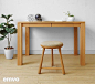 emvo 日式家具北欧风格 水曲柳实木书桌