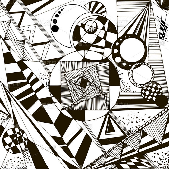 抽象的几何黑白背景。矢量图